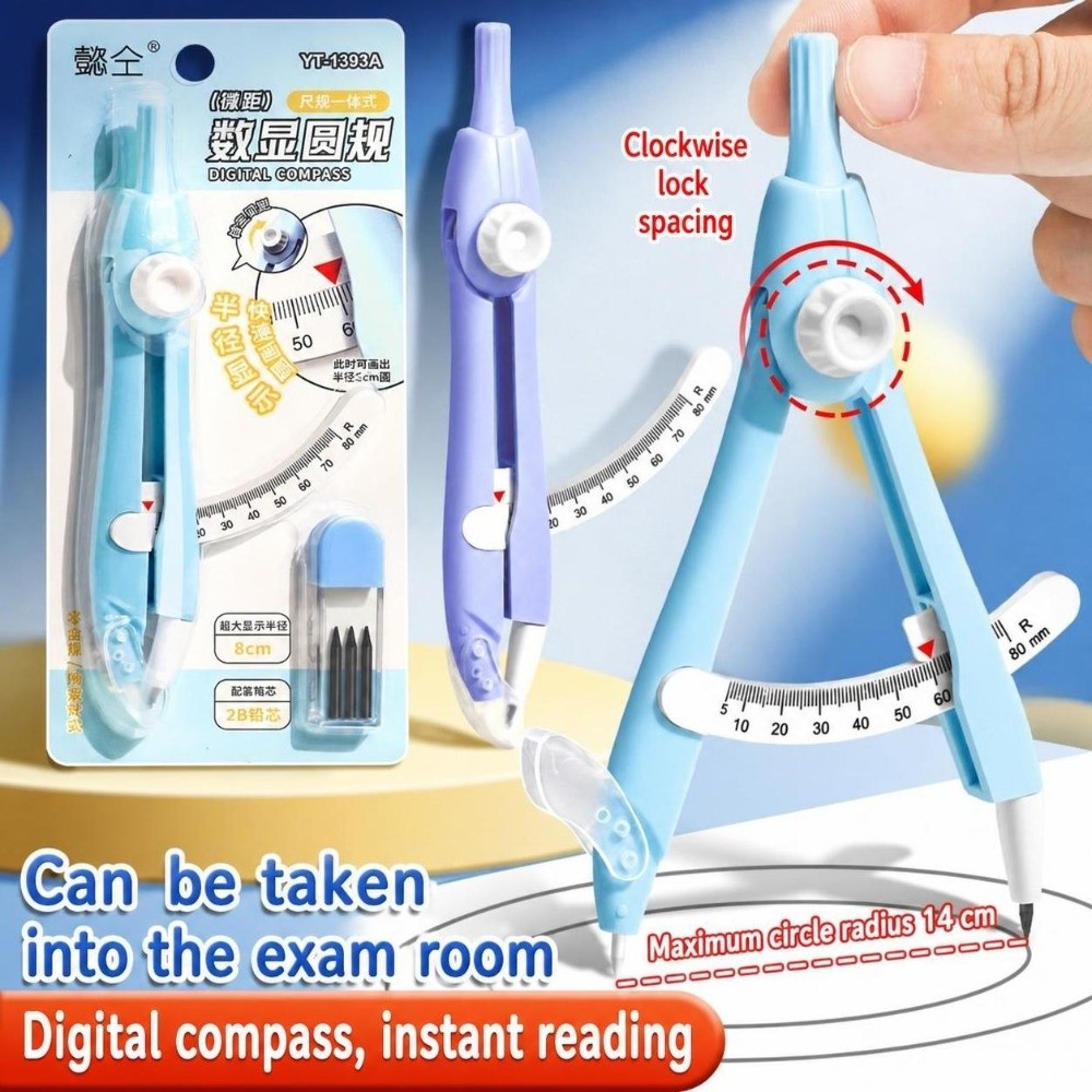 Compass Geometry Set - Cyfrowy kompas z wyświetlaczem, blokowaniem odległości,